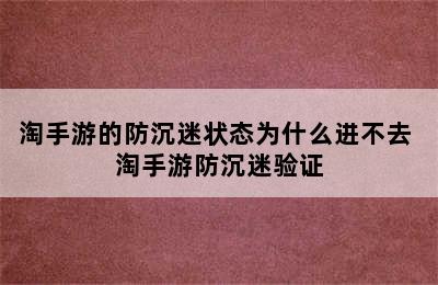 淘手游的防沉迷状态为什么进不去 淘手游防沉迷验证